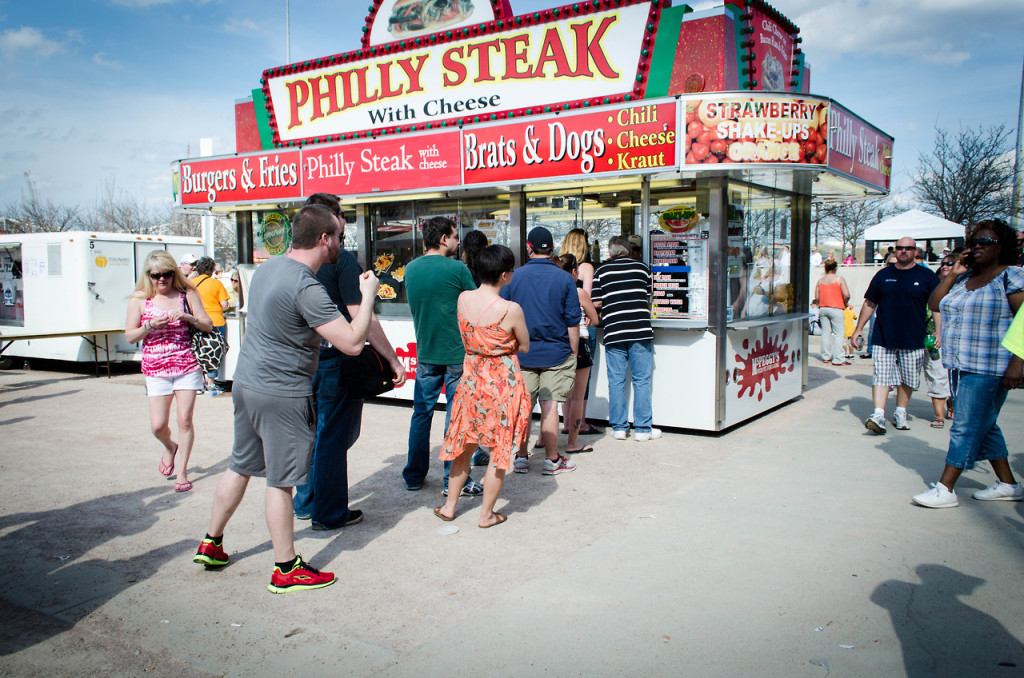 the chow wagon is a fixture at Waterfront Park in Louisville, Kentucky during the week leading up to the Kentucky Derby