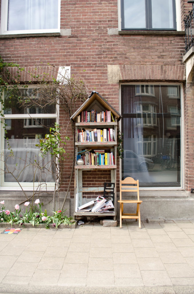 this tiny free public library in Amsterdam is full of books in English and Dutch