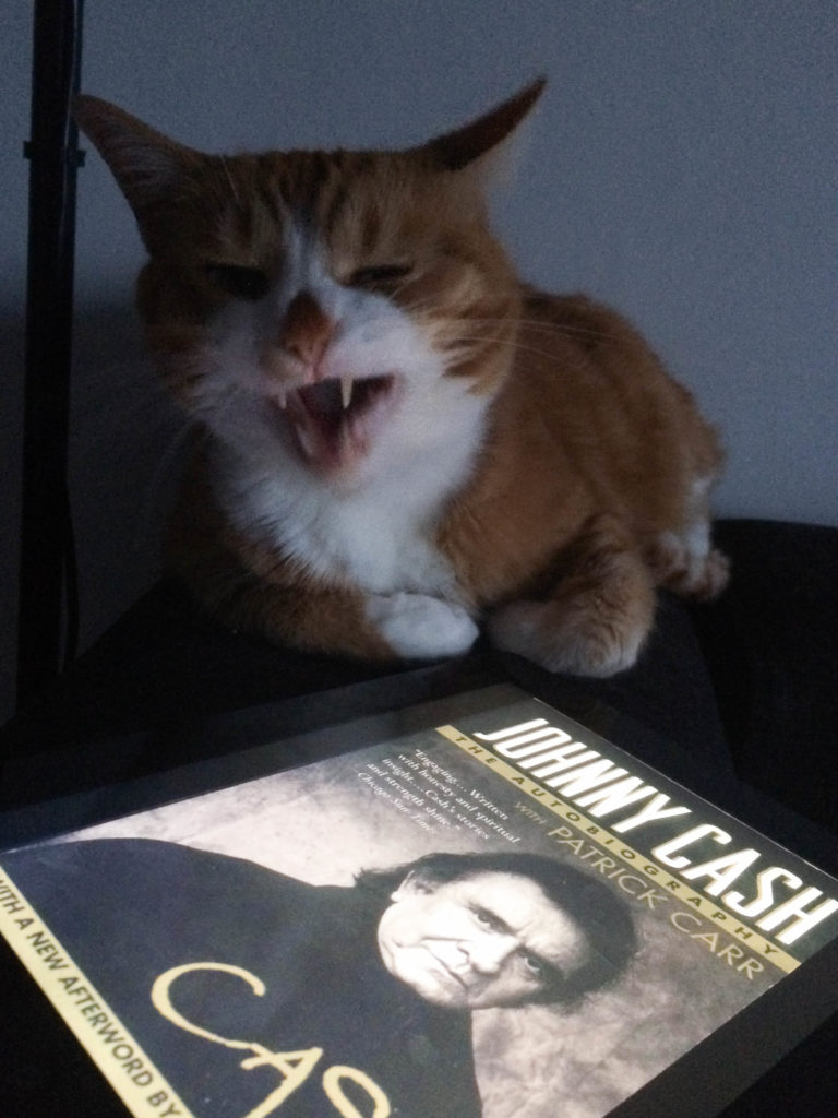 Milo sings along while I read Johnny Cash's autobiography Cash