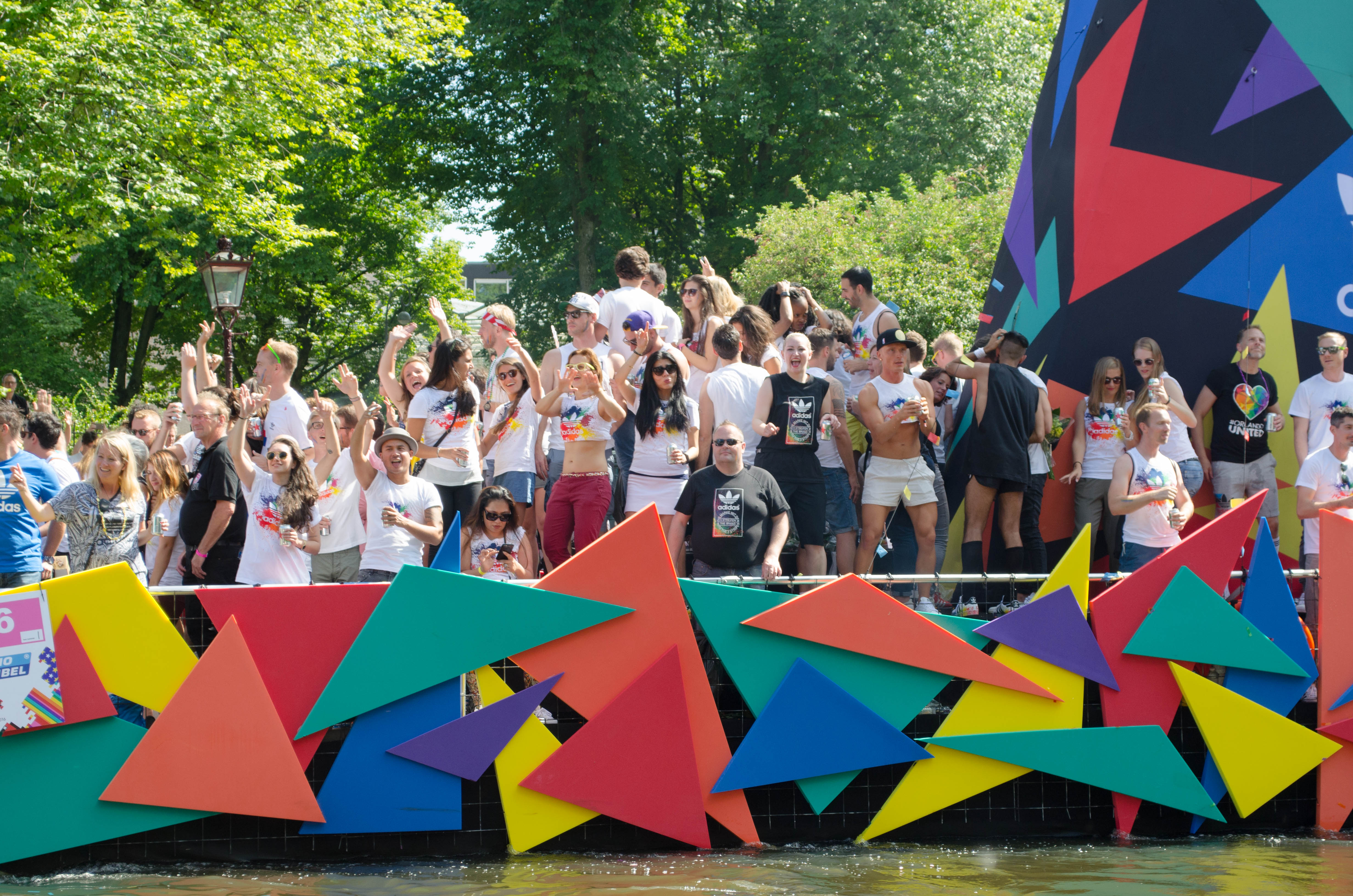 The Adidas boat during the 2016 Pride Parade in Amsterdam
