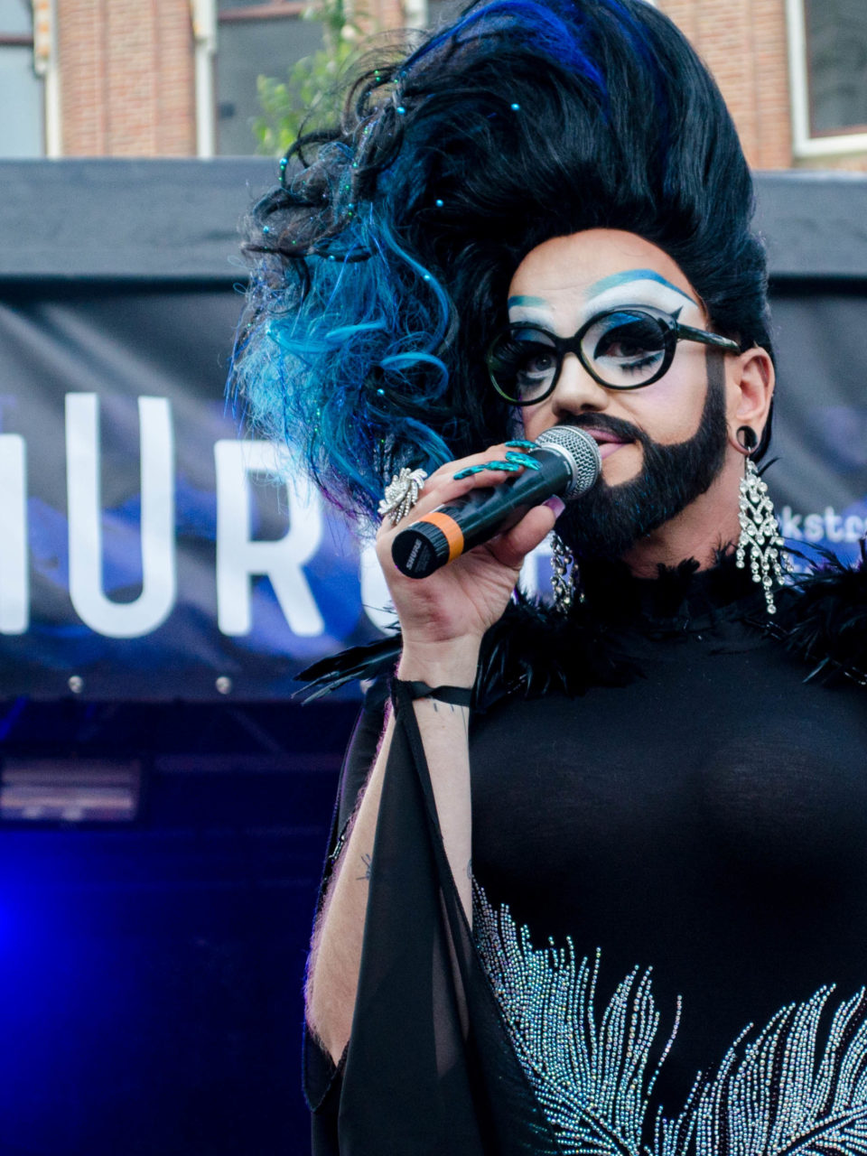 one of the hosts of the 2016 Drag Queen Olympics celebrating Gay Pride in Amsterdam