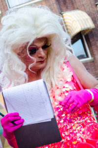 one of the judges at the 2016 Drag Queen Olympics celebrating Euro Pride in Amsterdam